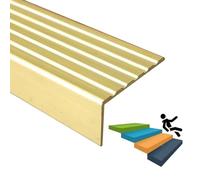 Indoor Outdoor Stair Edge Protector Brass, Safety Step Treads Stair Nosing Trim, L-Shaped Stair Edging Trim Guard, Transition Strip Customizable(38x18mm(1.5"x0.71"))