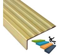 Indoor Outdoor Stair Edge Protector Brass, Safety Step Treads Stair Nosing Trim, L-Shaped Stair Edging Trim Guard, Transition Strip Customizable(48x18mm(1.89"x0.71"))