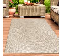 Indoor & Outdoor Tapis de balcon rond blanc & beige - Moderne et polyvalent