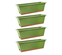 Indoor Planter Pot - 4 Pieces Flowerpot Set | Large Balcony Container with Drainage Holes, Patio Planter with Strawberry Lettuce Holder, Entrance Flowerpot, Living Room Pot for Cherry Plants