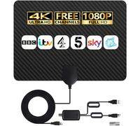 Indoor TV Aerial-Amplified Digital HDTV Antenna 4K HD for Local Channels-360° Long Reception Antenna with Signal Amplifier for All TV Types