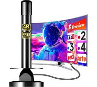 Indoor TV Antenna with Signal Amplifier-Powerful Magnetic Base-360° Reception-Smart TV/DVB-T2 Compatible-Supports 4K/Full HD-5m Coaxial Cable Included