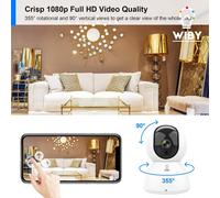 Indoor WiFi IP Camera 355°/90° Rotatable for PTZ Monitoring,2.4GHz WiFi,2-Way Audio,IR Night Vision,Motion Detection,Compatible with Alexa G00gle Home