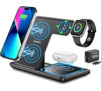Induction Charger, Foldable 3-In-1 Portable Charging Dock, Fast Wireless Charger For Iphone 16/15/14/13/12/11 Series, Iwatch 7/6/5/4/3/2/Se, For Airpods 2/3/Pro (Black)