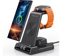 Induction Charger For Samsung Galaxy S25 Ultra, Inductive Wireless Charger For Samsung Galaxy Watch Ultra/8/7/6/5, 3 In 1 Charger With Digital Clock For Z Fold 7/Z Flip 6 S24, Galaxy Buds 2