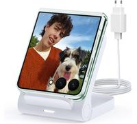 Induction Charger For Samsung Galaxy Z Flip, 15w Fast Wireless Charger For Samsung Galaxy Z Flip 7/6/5/4/3, For Motorola Razr/Razr+/Razr Ultra 2025 (Not Foldable) With Adapter, White