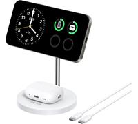 Induction Charger Iphone Charging Base 15w, Adjustable Stand 2-In-1, Usb-C Cable 1.5m, Dual Led, Ultra Fast Magsafe For Iphone Series 16/15 And 5w For Airpods (No Ac Adapter)