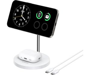 Induction Charger Iphone Charging Base 15w, Adjustable Stand 2-In-1, Usb-C Cable 1.5m, Dual Led, Ultra Fast Magsafe For Iphone Series 16/15 And 5w For Airpods (No Ac Adapter)