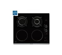 Plaque de Cuisson Mixte - GAZ - Electrique +[ BRANDT BPI6413BM - induction / gaz - 4 zones - L 51 x P 58 cm - Revetement verre - Noir