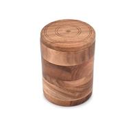 Indus Lifespace Bocal rond en bois d'acacia avec couvercle pour conserver les biscuits, le café, la farine, le sucre, le riz et autres aliments secs (11,43 x 11,43 x 15,24 cm)