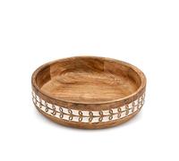 Indus Lifespace Bol décoratif en bois de manguier rustique pour centre de table de style rustique (25,4 x 25,4 x 6,3 cm)