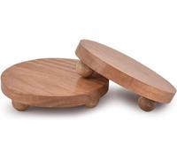 Indus Lifespace Display Stands Acacia Wood Farmhouse Decorative Stand , Distressed Finish for Indoor Rustic Decorative Display Stand for Kitchen Counter Décor (10.16cm x 10.16cm x 3.81cm) (Set of 2)