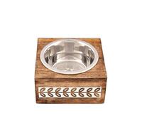Indus Lifespace Les bols surélevés en bois de manguier rehaussent l'expérience culinaire de votre animal de compagnie avec nos bols surélevés modernes (14,6 x 14,6 x 7 cm)