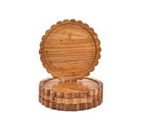 Indus Lifespace Lot de 4 assiettes rondes en bois d'acacia - Décoration pour petites portions et tables uniques (20,3 x 20,3 x 1,9 cm)