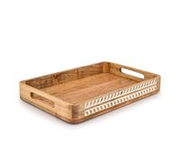 Indus Lifespace Plateau en bois de manguier avec poignées, utilisé pour servir des aliments dans le salon, la table basse, la cuisine (38,1 x 25,4 x 4,1 cm)
