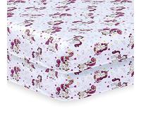 Indus Textiles Lot de 2 draps-housses pour lit de bébé, faciles d'entretien, doux et durables, licorne - 60 x 120 cm