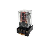 Industrial DC 24V Coil 2NO 2NC 8 Round Pin Electromagnetic Power Relay w 35mm DIN Rail Socket