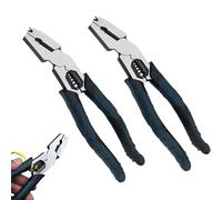 Industrial-Grade Multi-Function Cutting Pliers, 9-In-1 Multifunctional Plier Nail Puller, Cable Stripper, Compound Action Leverage Design Linemans Pliers for Electricians, Repairman (2 PCS)