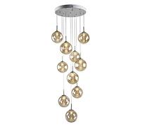 Industrial Lights Globe Cluster avec Crystal glydin Chrome Finish Glass Ball LED G4 10 Way Plafond Lampe Suspendue Villa Aborlage Décor Pendant Light