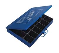 Industrial Quality Supplies Mallette de rangement l.340xP240xH50mm 18 comp. sans porte-étiquette bleu DINZL Quantité:1