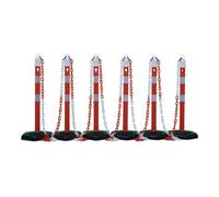 Industrial Quality Supplies Ensemble de potelets de blocage PP rouge/blanc avec pied 6 pans D63xH1000mm 6 po Quantité:1