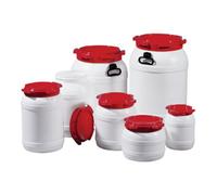 Industrial Quality Supplies Fût à col large 15,4 l blanc avec couvercle rouge sans poignées d'ouverture Ø 204 mm Quantité:1