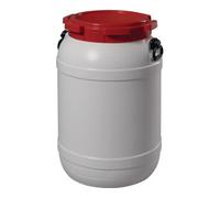 Industrial Quality Supplies Tonnelet cylindrique 68,0 l blanc avec couvercle rouge avec 2 poignées de transp Quantité:1