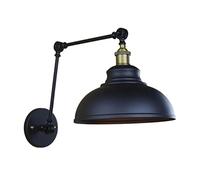 Industrial Vintage Adjustable Swing Arm Globe Wall Sconce Lamp Retro Iron Lampshade Bedroom Bedside Corridor Aisle Staircase Wall Light with Black Globe Shade E27 Modern