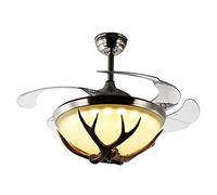 Industrial Wind Antler Decorative Ceiling Fan Light Retro Large Wind Invisible Restaurant Bedroom Fan LED Modern Resin Antler - Wall Cont