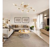 Industriel Nordà 8 Branches En Forme D'Araignéendu Semi-Encastré Doré En Fer Forgé Américain Pour Cuisine, Salle Den, Salle À Manger/Or/8 Lumières