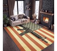 Industriel Rayures Tapis Salon 180 x 240 cm | Tapis Militaire Vintage Américain Lavable Machine Antidérapant et Douce, Descente de Lit, Salle a Manger, Bureau, Cuisine