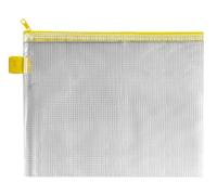 INDX Réf ZPYEL Pochette zippée PVC transparent et fermeture colorée Jaune 240 x 15 x 190 mm A5- Lot de 5