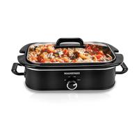 INDY VAC Mijoteuse de 4 litres avec réglage manuel de la chaleur, parfaite pour petite cuisine électroménager pour les dîners de famille, passe au lave-vaisselle, noir