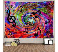 Ine Ive Tapisserie musicale psychédélique note de musique pour chambre à coucher, esthétique, 203,2 x 152,4 cm, hippie, tourbillon, tapisserie murale pour amateurs de musique rock, tapisserie murale à