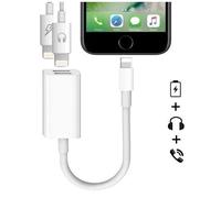 INECK® iPhone 7, 8, X Adaptateur et Splitter, 2 en 1 double port Lightning casque audio & Charge adaptateur pour iPhone 7/7 Plus / 8 / X