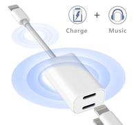 INECK® Lightning Adaptateur Chargeur pour iPhone 7/7 Plus/8/8 Plus/X/10, Adaptateur double Lightning femelles Pour iPhone7/8, Multifonctionnel Adaptateur Chargeur
