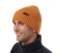 ineepor Bonnet Hiver Homme Femme Laine Mérinos Beanie Hat Tricoté Chapeau Unisexe Doublé Polaire Court Chaud Doux Confortable