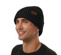ineepor Bonnet Hiver Homme Femme Laine Mérinos Beanie Hat Tricoté Chapeau Unisexe Doublé Polaire Court Chaud Doux Confortable
