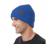 ineepor Bonnet Hiver Homme Femme Laine Mérinos Beanie Hat Tricoté Chapeau Unisexe Doublé Polaire Court Chaud Doux Confortable