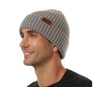 ineepor Bonnet Hiver Homme Femme Laine Mérinos Beanie Hat Tricoté Chapeau Unisexe Doublé Polaire Court Chaud Doux Confortable