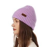 ineepor Bonnet Hiver Homme Femme Laine Mérinos Beanie Hat Tricoté Chapeau Unisexe Doublé Polaire Court Chaud Doux Confortable