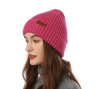 ineepor Bonnet Hiver Homme Femme Laine Mérinos Beanie Hat Tricoté Chapeau Unisexe Doublé Polaire Court Chaud Doux Confortable