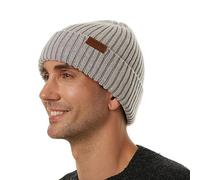 ineepor Bonnet Hiver Homme Femme Laine Mérinos Beanie Hat Tricoté Chapeau Unisexe Doublé Polaire Court Chaud Doux Confortable