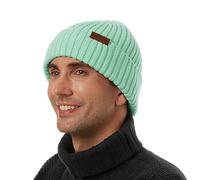 ineepor Bonnet Hiver Homme Femme Laine Mérinos Beanie Hat Tricoté Chapeau Unisexe Doublé Polaire Court Chaud Doux Confortable