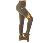 ineepor Legging Polaire Femme Thermique Hiver Chaud Doublé Polaire Poches résistant à l'eau Taille Haute Yoga de Sport