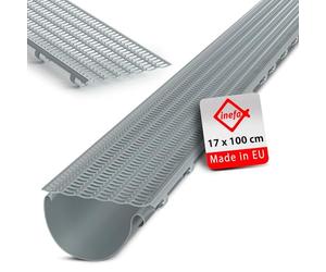 INEFA 100cm Bac à Feuilles Grille Ø100-160mm Gris Protection Gouttières
