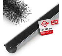 INEFA 28x Brosse de gouttière anti-feuilles 12 x 120cm Noir PVC-U | Protection efficace contre feuilles, martres descente, oiseaux moineaux; rouleau pour chéneau robuste.