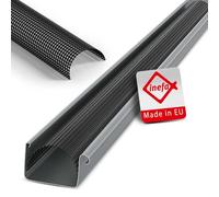 INEFA Grille anti-feuilles 83mm x 2m Noir plastique | Protection anti-feuilles pour gouttières, grille en polyéthylène, protection de gouttière