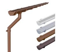 INEFA Kit de gouttière PVC NW125 / 125 mm demi-ronde marron 4 m - gouttière et descente DN100 pour abri de jardin et carport