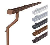 INEFA Kit gouttière PVC NW68 / 68 mm - gouttière carrée 4 m marron - set gouttière avec descente PVC-U pour abri de jardin
